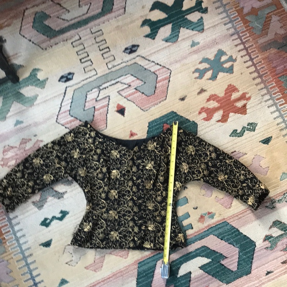 Carol Martin black blouse with gold embroidery